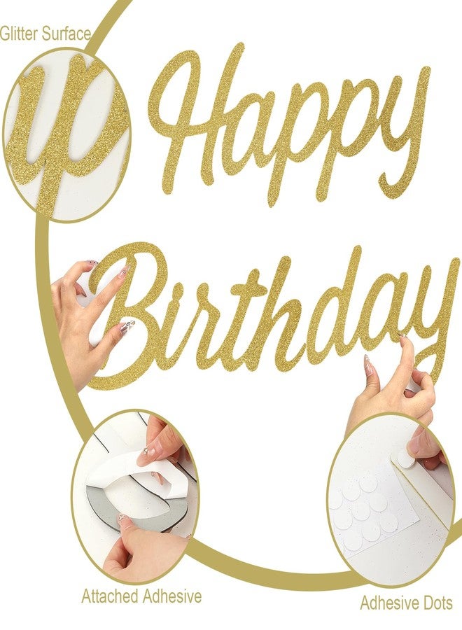 MASTRON Happy Birthday Sign for Backdrop, Glitter Gold 21 X 22 'Happy Birthday' Decal Letters Sticker Balloon Arch Backdrop for Unisex All Ages Men Women Birthday Party Supplies Decorations - Image 4